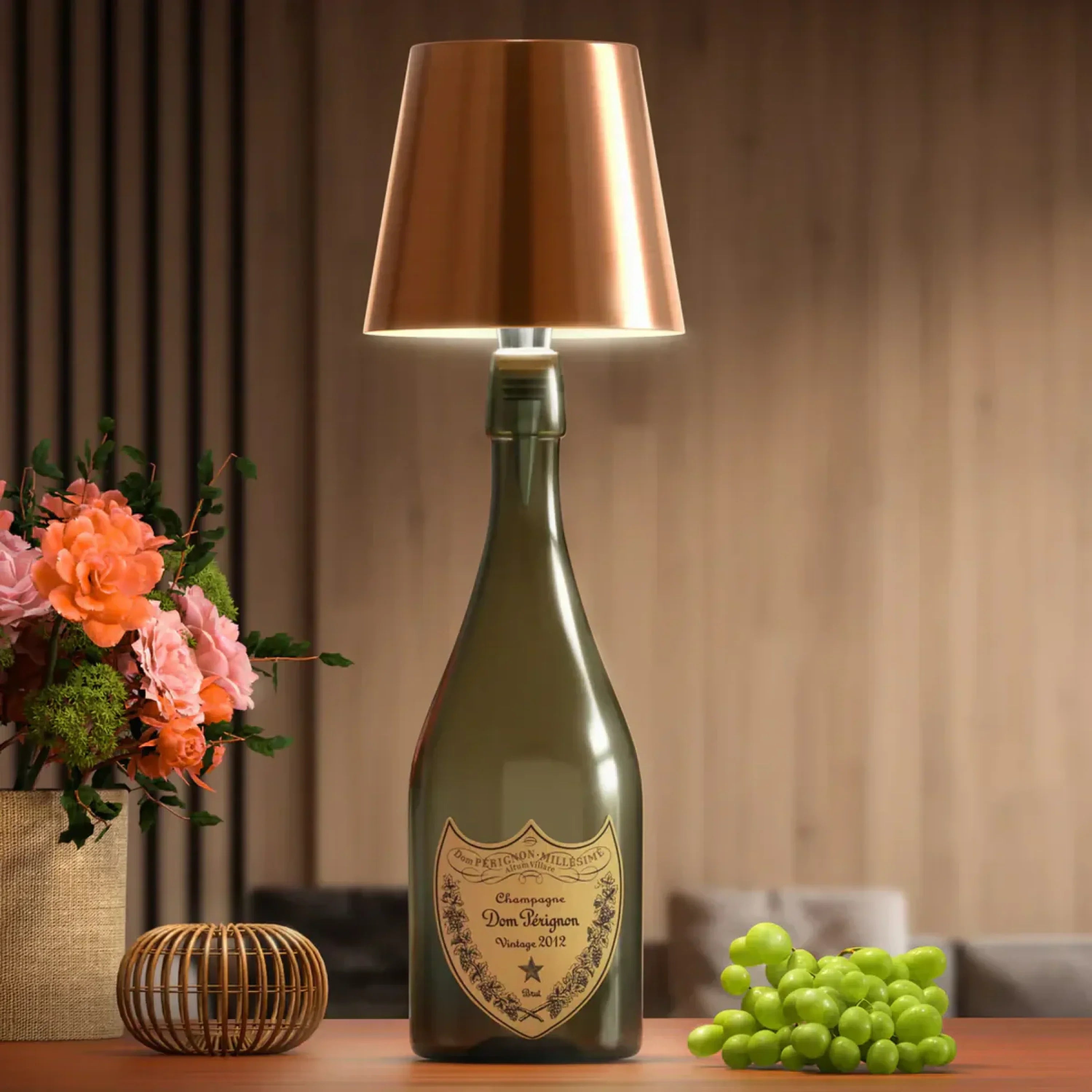 AMBIENTIFY Bottle Rechargeable LED Bottle Lamp – 2000mAh Touch Dim 3 Levels USB-C 3.5W Metal Indoor Cordless