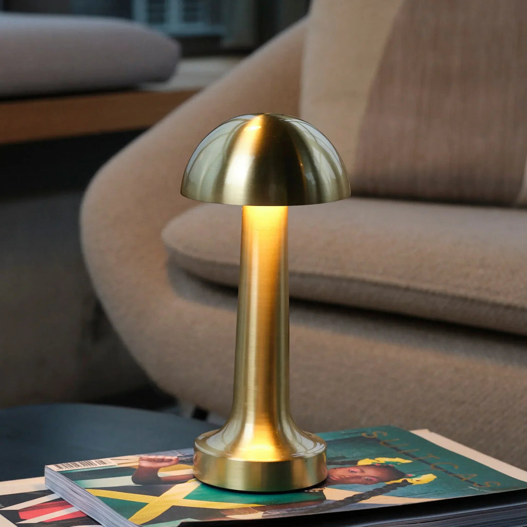 AMBIENTIFY Glow Rechargeable LED Table Lamp – 5200mAh 3 Brightness Levels USB-C Dimmable Modern Black Gold Design