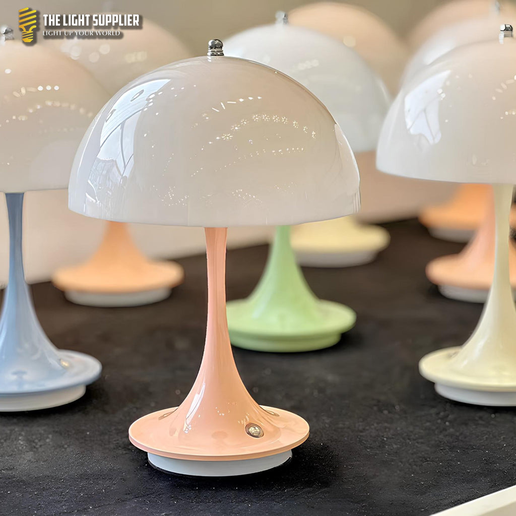AMBIENTIFY Noelise Scandinavian Mushroom LED Table Lamp – Rechargeable 1800mAh Touch Switch USB-C Bedside Mood Light