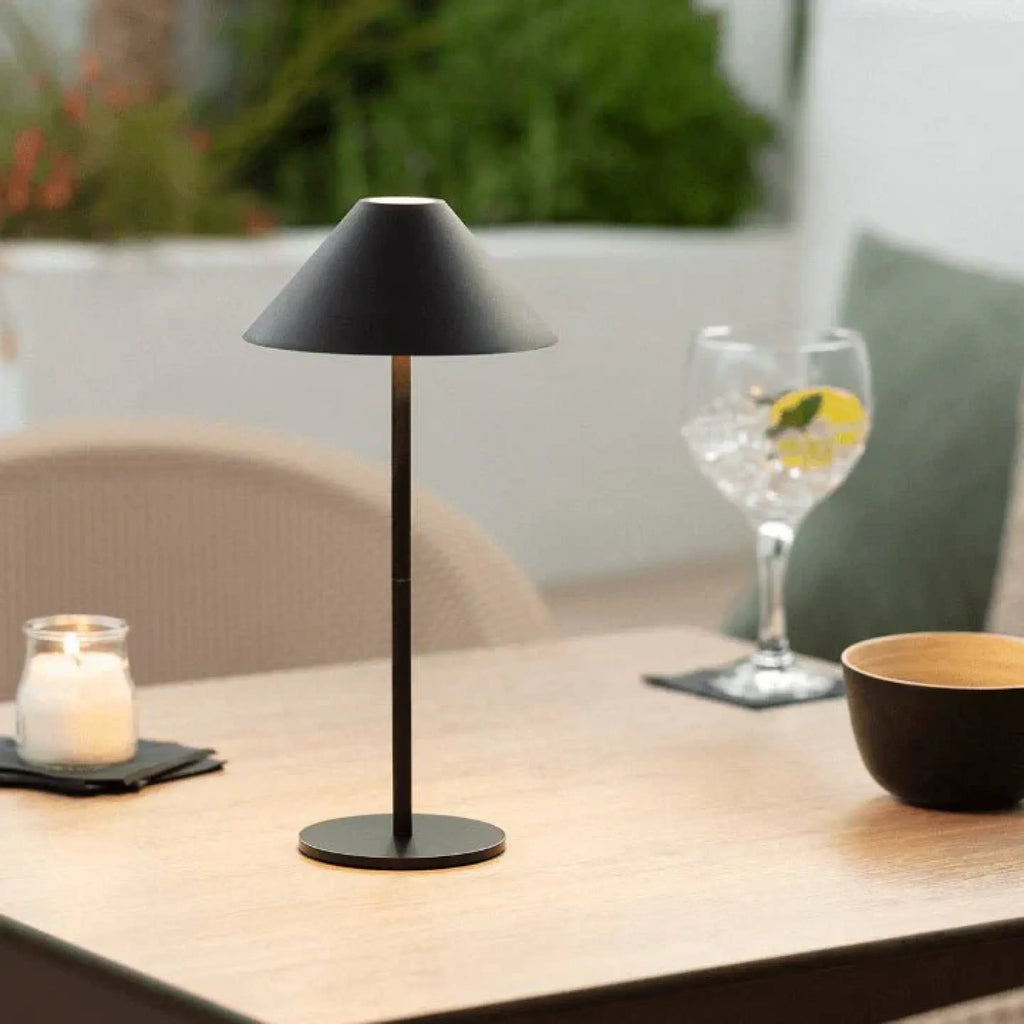 AMBIENTIFY Pytho Wireless Cone LED Table Lamp – 400lm 48 LED Touch Dimmer 1%–100% Rechargeable Minimalist Desk Light
