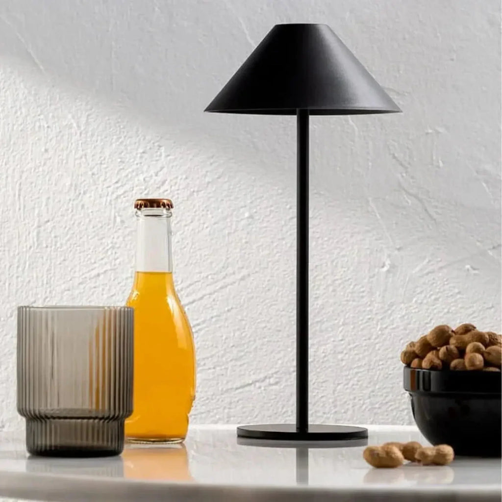 AMBIENTIFY Pytho Wireless Cone LED Table Lamp – 400lm 48 LED Touch Dimmer 1%–100% Rechargeable Minimalist Desk Light