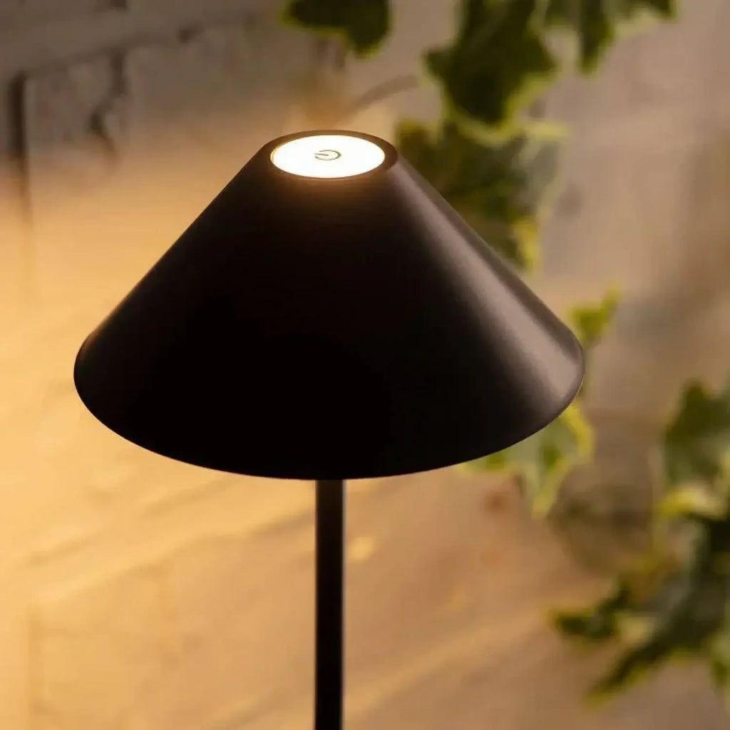 AMBIENTIFY Pytho Wireless Cone LED Table Lamp – 400lm 48 LED Touch Dimmer 1%–100% Rechargeable Minimalist Desk Light