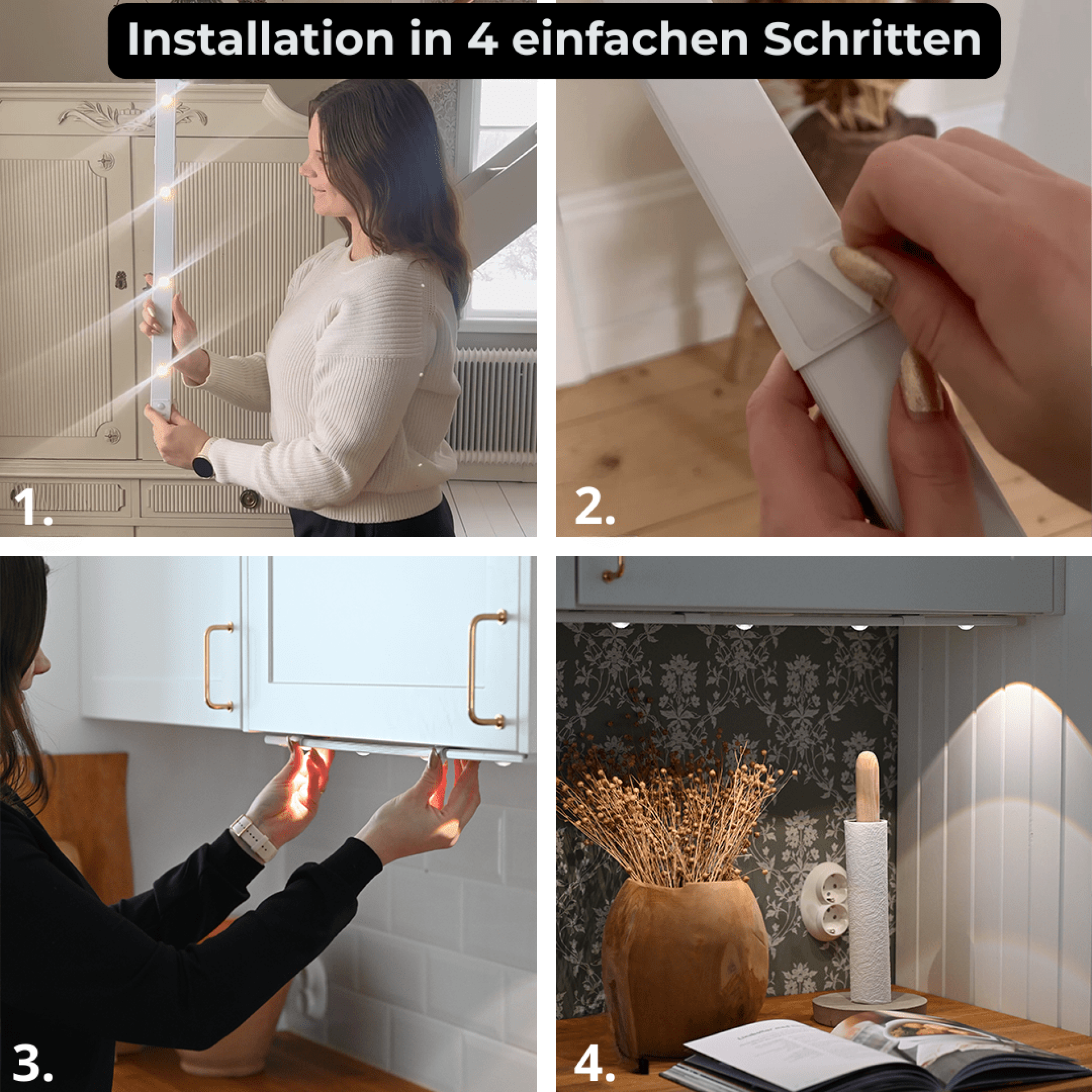 AMBIENTIFY Sora Wireless LED Motion Sensor Wall Light – Rechargeable 3 Light Modes Magnetic Self-Adhesive 3-Month Battery