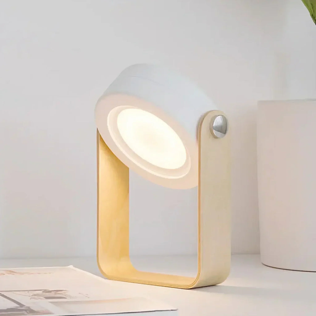 AMBIENTIFY Turn Foldable Rechargeable LED Lamp – 300lm 3 Brightness USB-C 1200mAh Wood Handle ABS Portable Multiuse