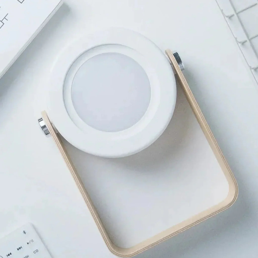 AMBIENTIFY Turn Foldable Rechargeable LED Lamp – 300lm 3 Brightness USB-C 1200mAh Wood Handle ABS Portable Multiuse