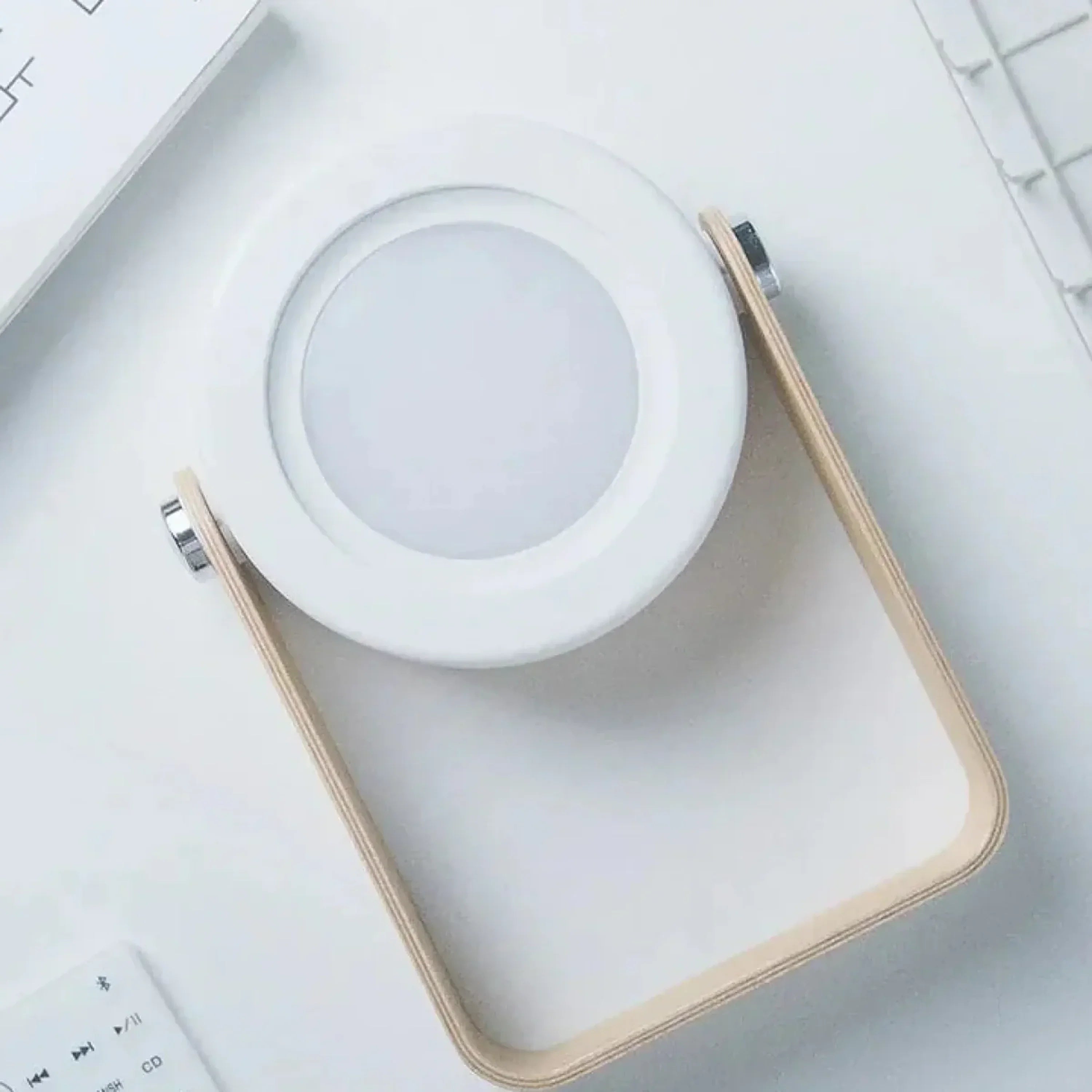AMBIENTIFY Turn Foldable Rechargeable LED Lamp – 300lm 3 Brightness USB-C 1200mAh Wood Handle ABS Portable Multiuse
