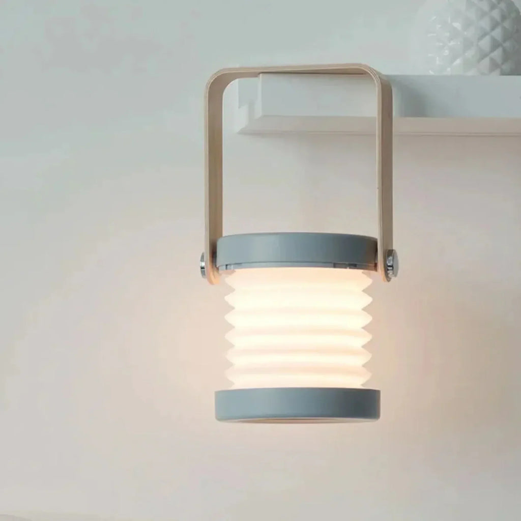 AMBIENTIFY Turn Foldable Rechargeable LED Lamp – 300lm 3 Brightness USB-C 1200mAh Wood Handle ABS Portable Multiuse