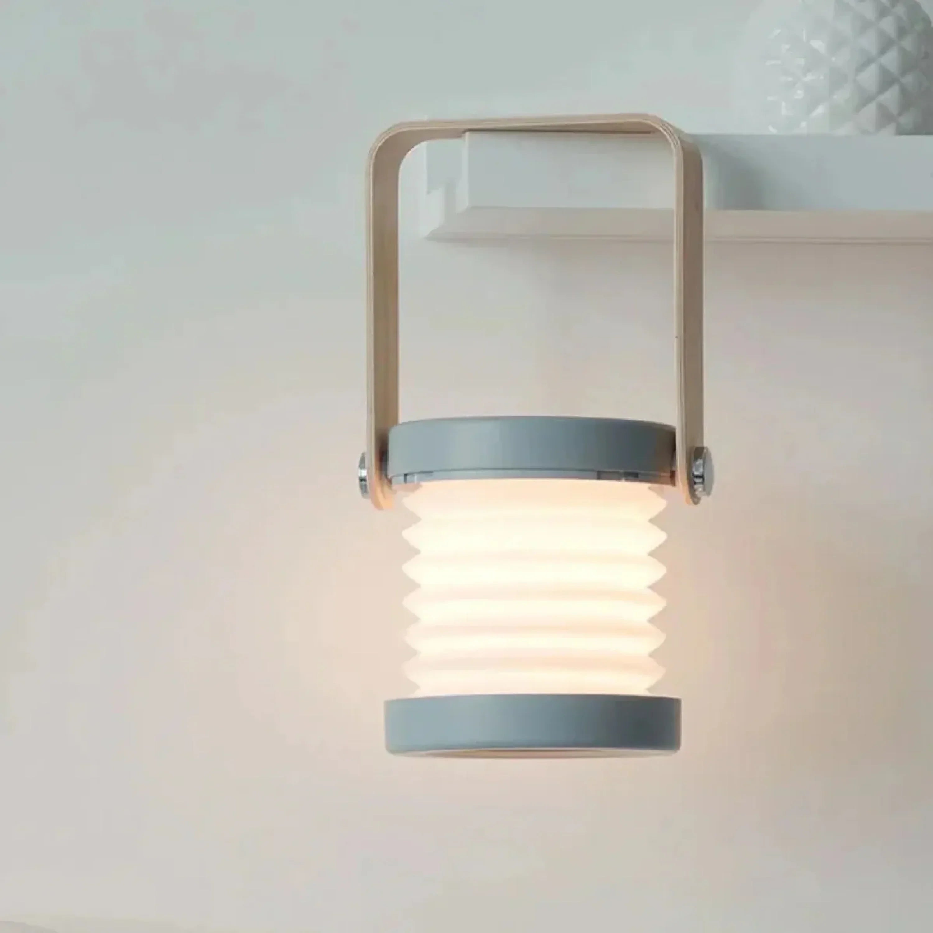 AMBIENTIFY Turn Foldable Rechargeable LED Lamp – 300lm 3 Brightness USB-C 1200mAh Wood Handle ABS Portable Multiuse