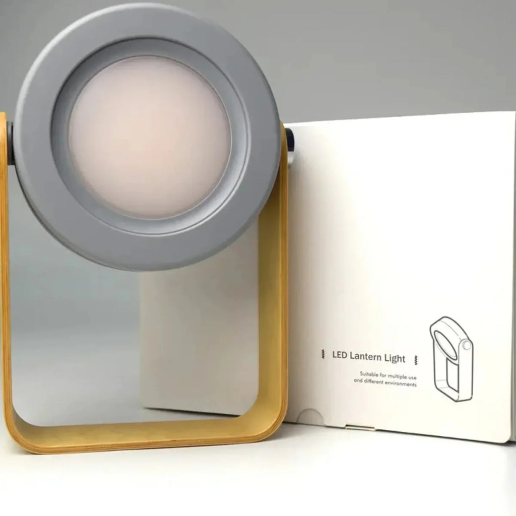 AMBIENTIFY Turn Foldable Rechargeable LED Lamp – 300lm 3 Brightness USB-C 1200mAh Wood Handle ABS Portable Multiuse