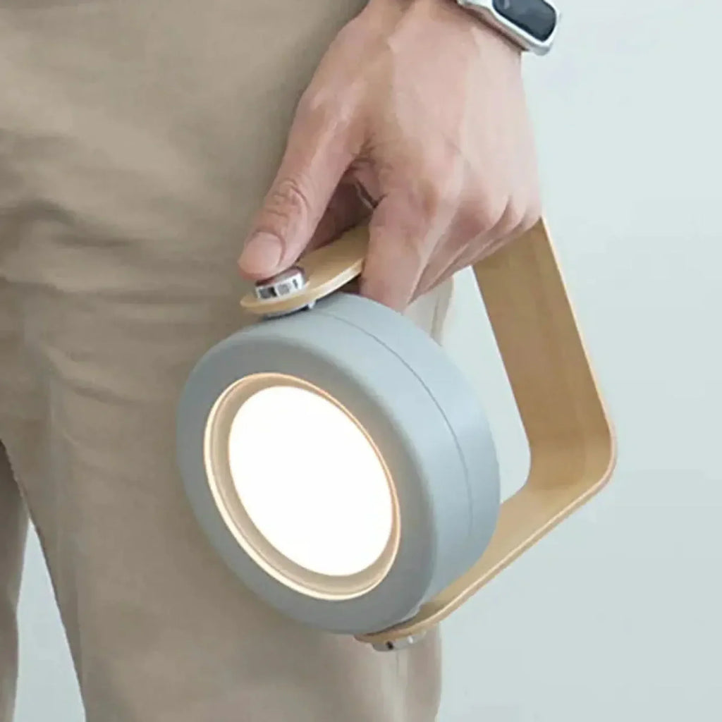 AMBIENTIFY Turn Foldable Rechargeable LED Lamp – 300lm 3 Brightness USB-C 1200mAh Wood Handle ABS Portable Multiuse