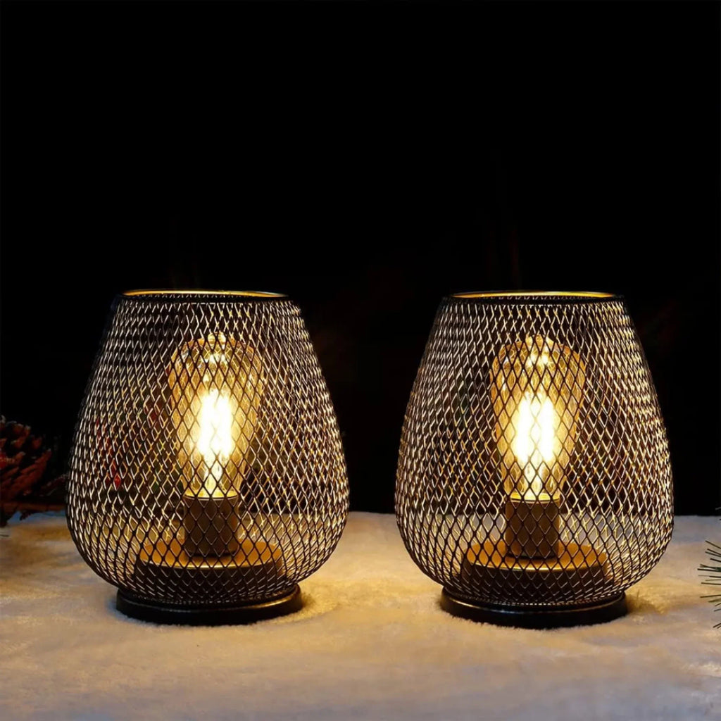 AMBIENTIFY Vira Wireless LED Lantern – Rechargeable Metal Indoor Outdoor Mood Light Dimmable Switch Portable