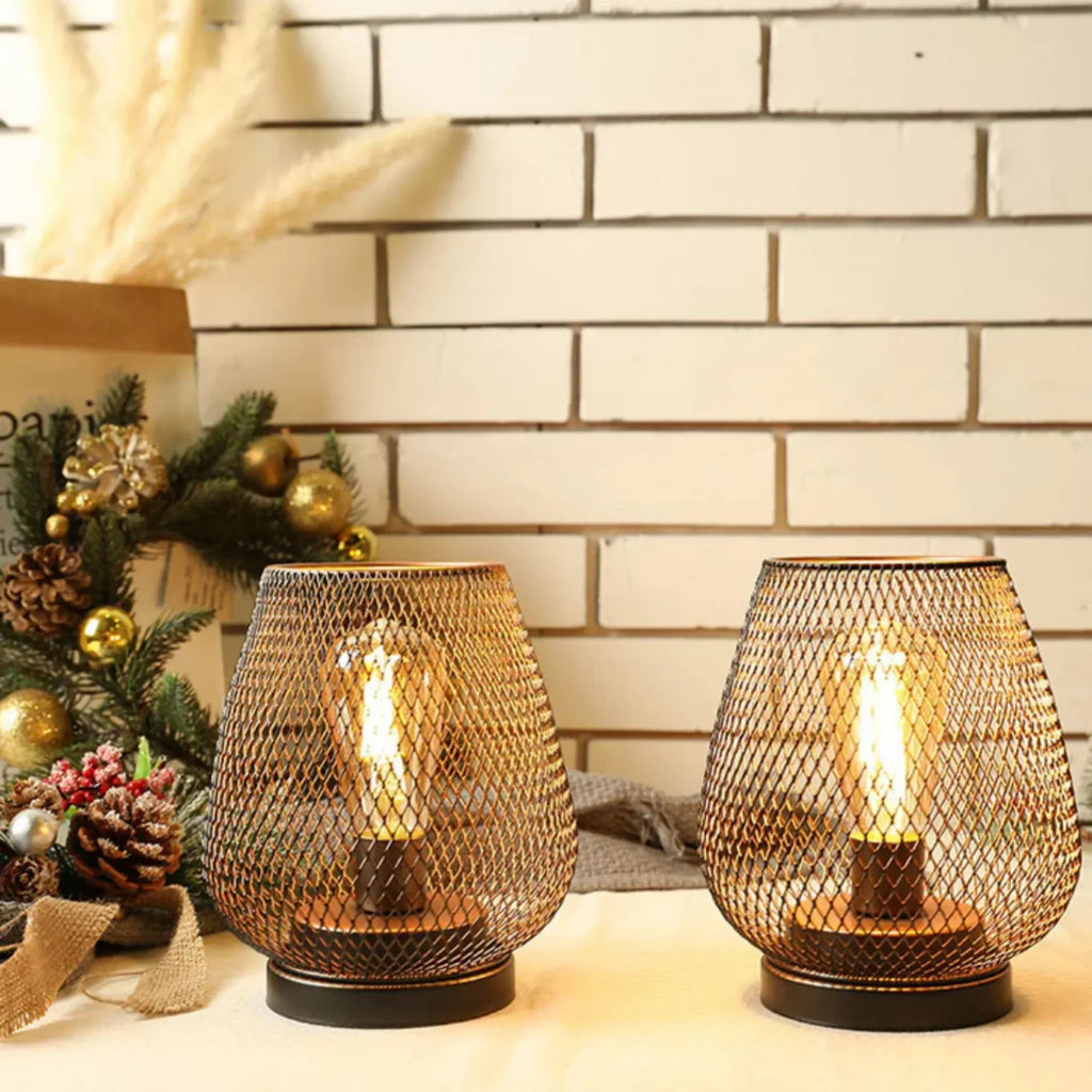AMBIENTIFY Vira Wireless LED Lantern – Rechargeable Metal Indoor Outdoor Mood Light Dimmable Switch Portable