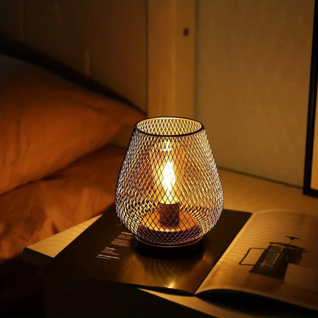 AMBIENTIFY Vira Wireless LED Lantern – Rechargeable Metal Indoor Outdoor Mood Light Dimmable Switch Portable