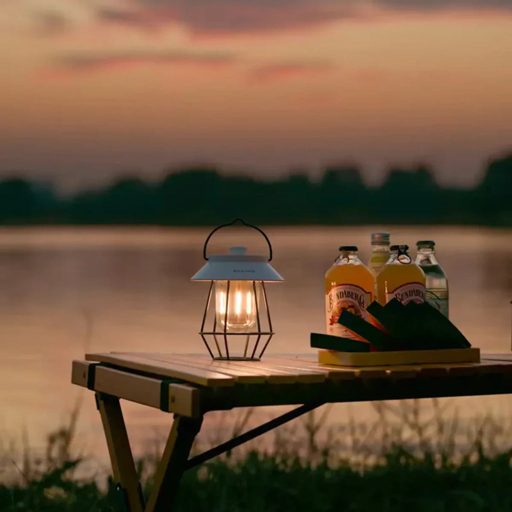 CAMPIFY Lantern Retro USB Rechargeable Camping Lantern – Compact Plastic Vintage Yellow LED Tent Light 10x15cm