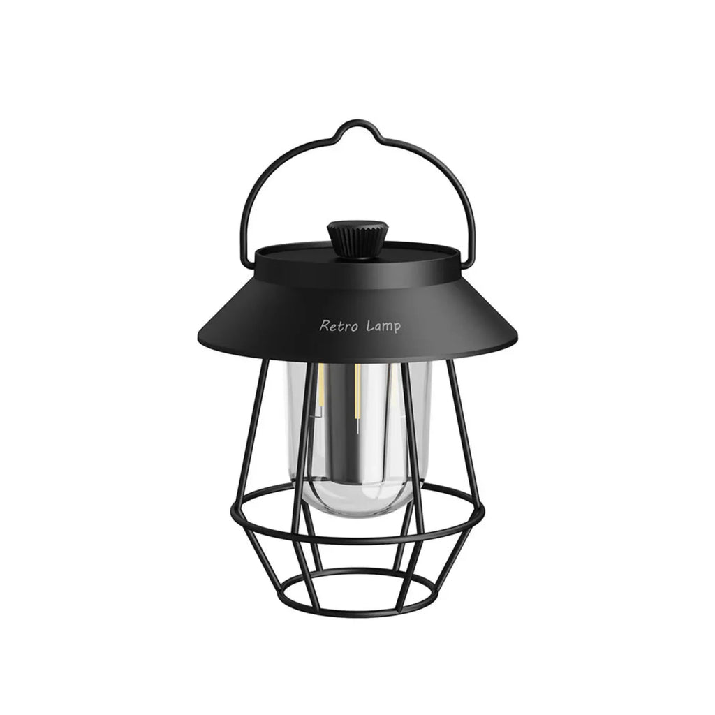 CAMPIFY Lantern Retro USB Rechargeable Camping Lantern – Compact Plastic Vintage Yellow LED Tent Light 10x15cm