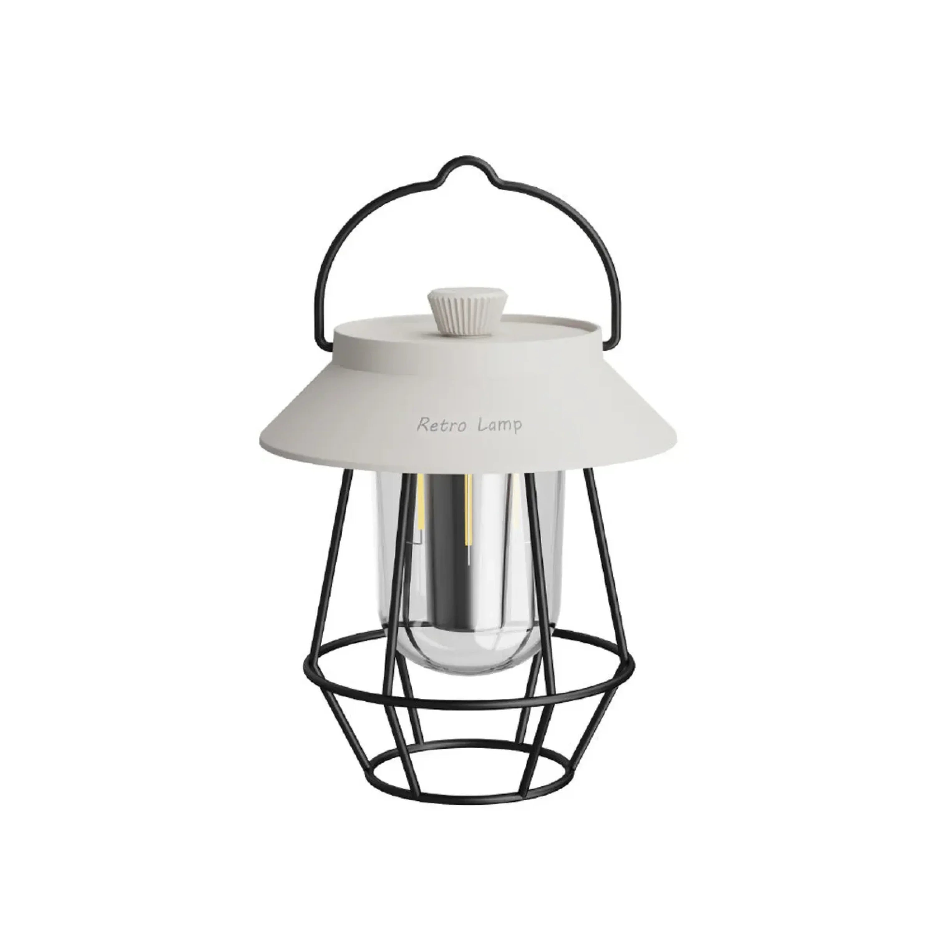 CAMPIFY Lantern Retro USB Rechargeable Camping Lantern – Compact Plastic Vintage Yellow LED Tent Light 10x15cm