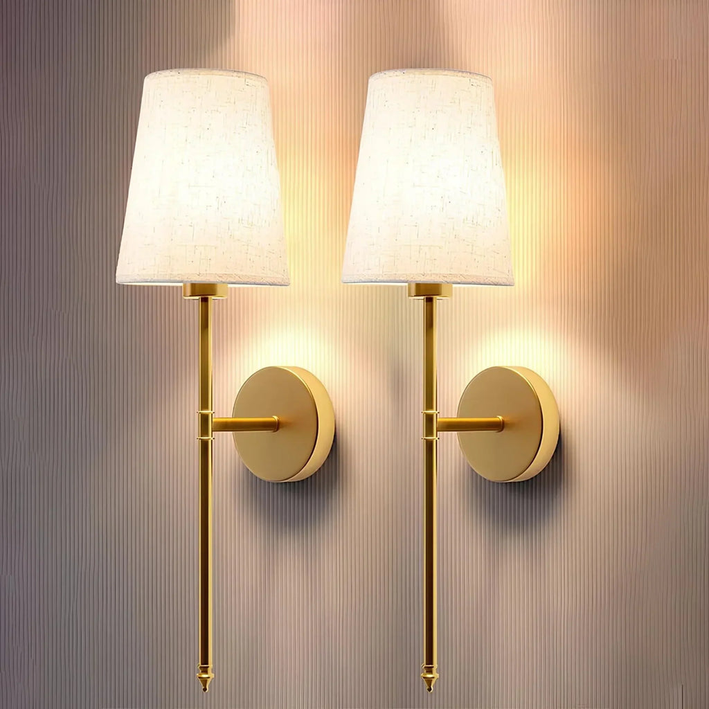 LUMIFY Cona Nordic Vintage Fabric Wall Lamp – Wireless Rechargeable Indoor Sconce Metal Shade 60cm