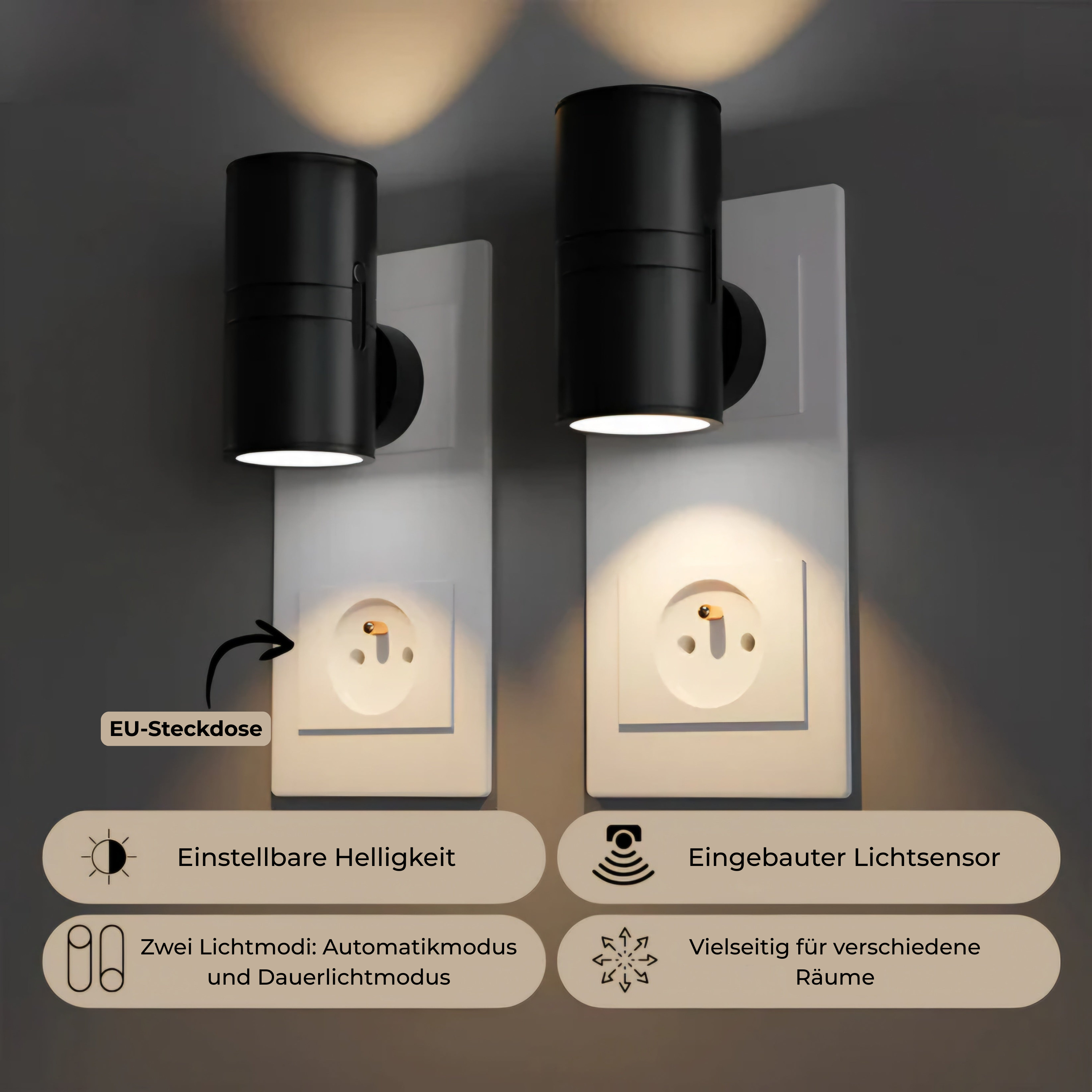 PLUGIFY One Dimmable LED Night Light Plug-In – Adjustable Brightness Modern Design Soft Ambient Bedroom Hallway Lamp