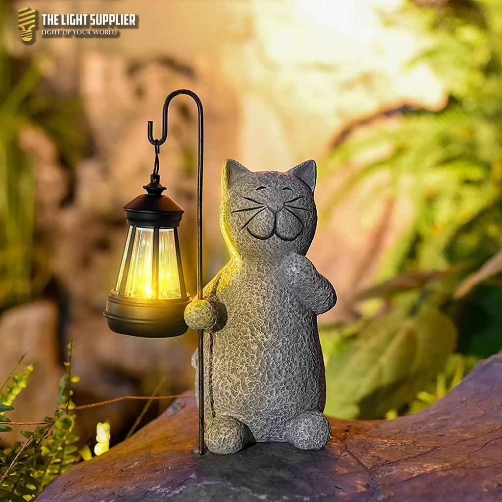 SOLARIFY Solar Cat Garden Statue Light – Decorative Resin Outdoor Landscape LED Lamp Light Sensor Auto On/Off