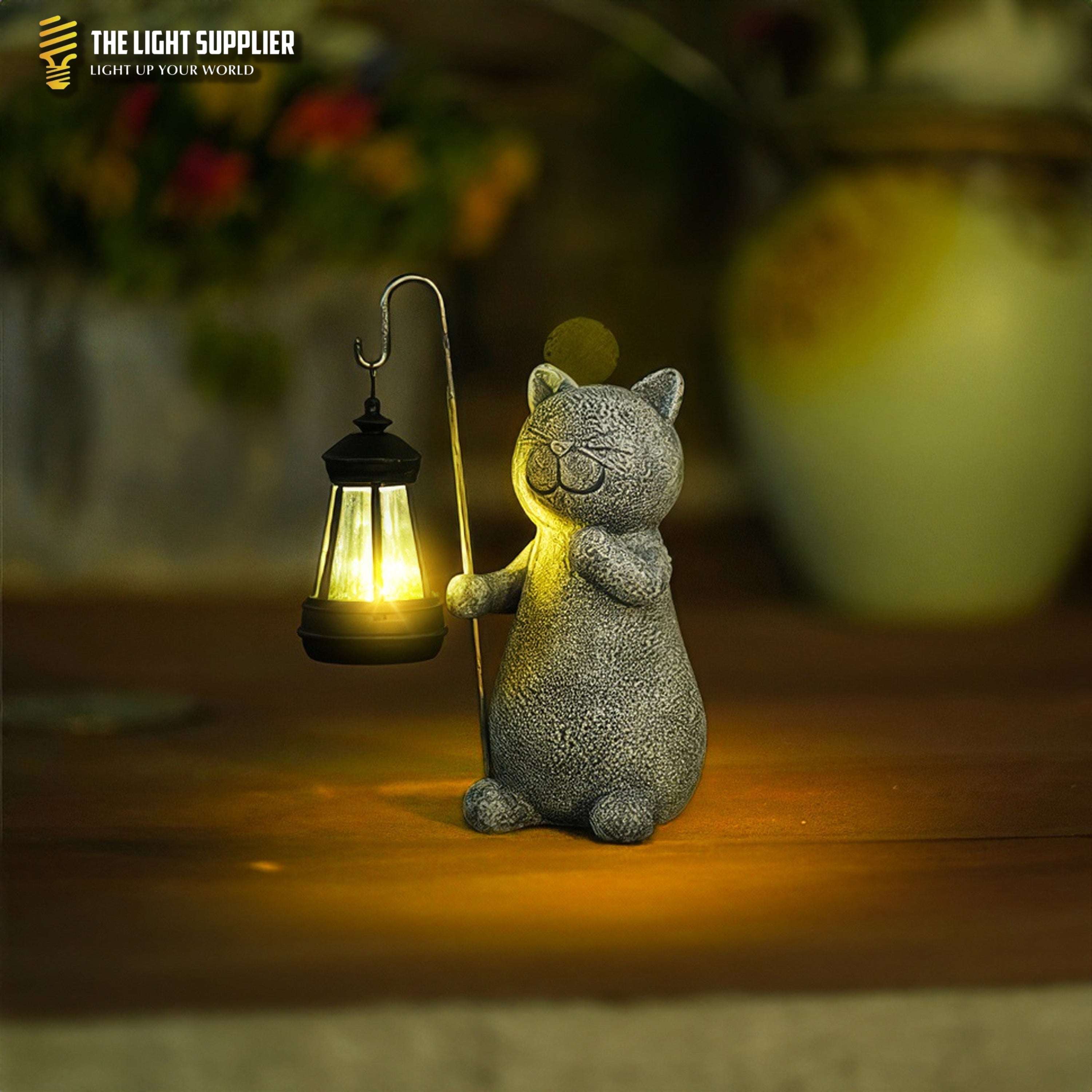 SOLARIFY Solar Cat Garden Statue Light – Decorative Resin Outdoor Landscape LED Lamp Light Sensor Auto On/Off