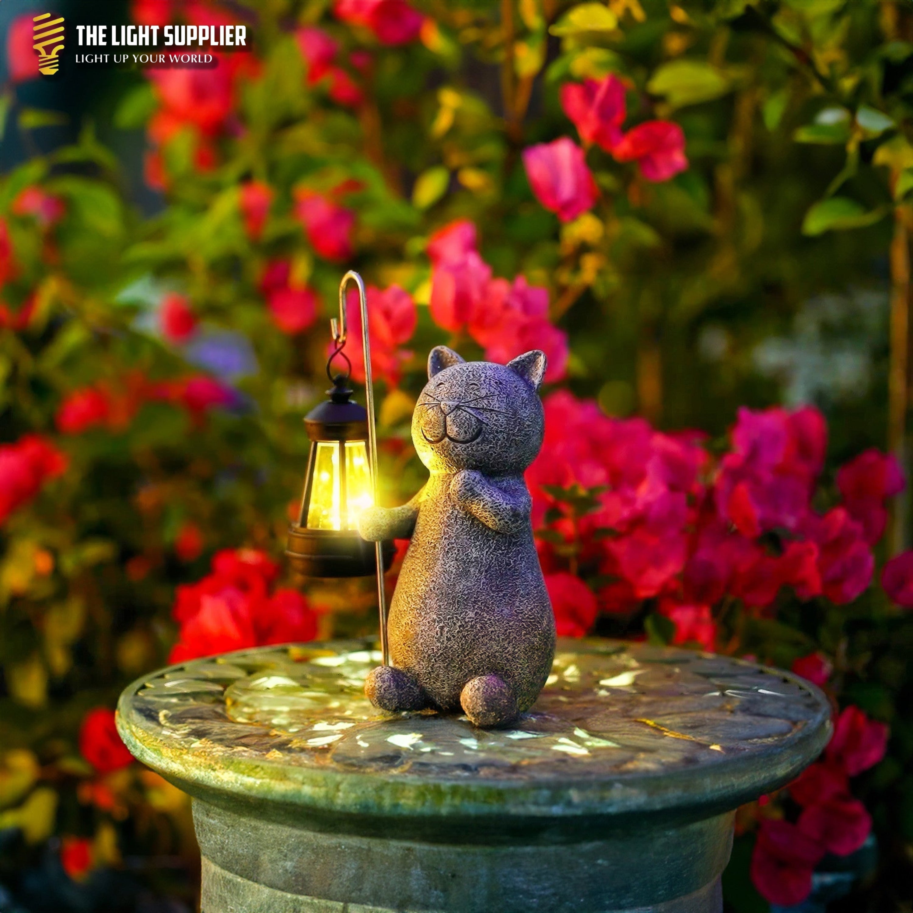 SOLARIFY Solar Cat Garden Statue Light – Decorative Resin Outdoor Landscape LED Lamp Light Sensor Auto On/Off