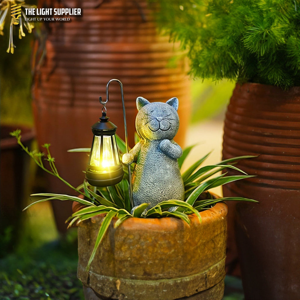 SOLARIFY Solar Cat Garden Statue Light – Decorative Resin Outdoor Landscape LED Lamp Light Sensor Auto On/Off