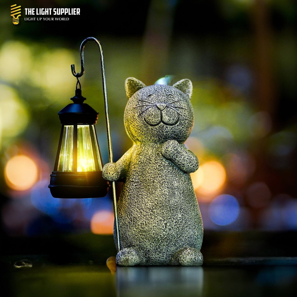 SOLARIFY Solar Cat Garden Statue Light – Decorative Resin Outdoor Landscape LED Lamp Light Sensor Auto On/Off