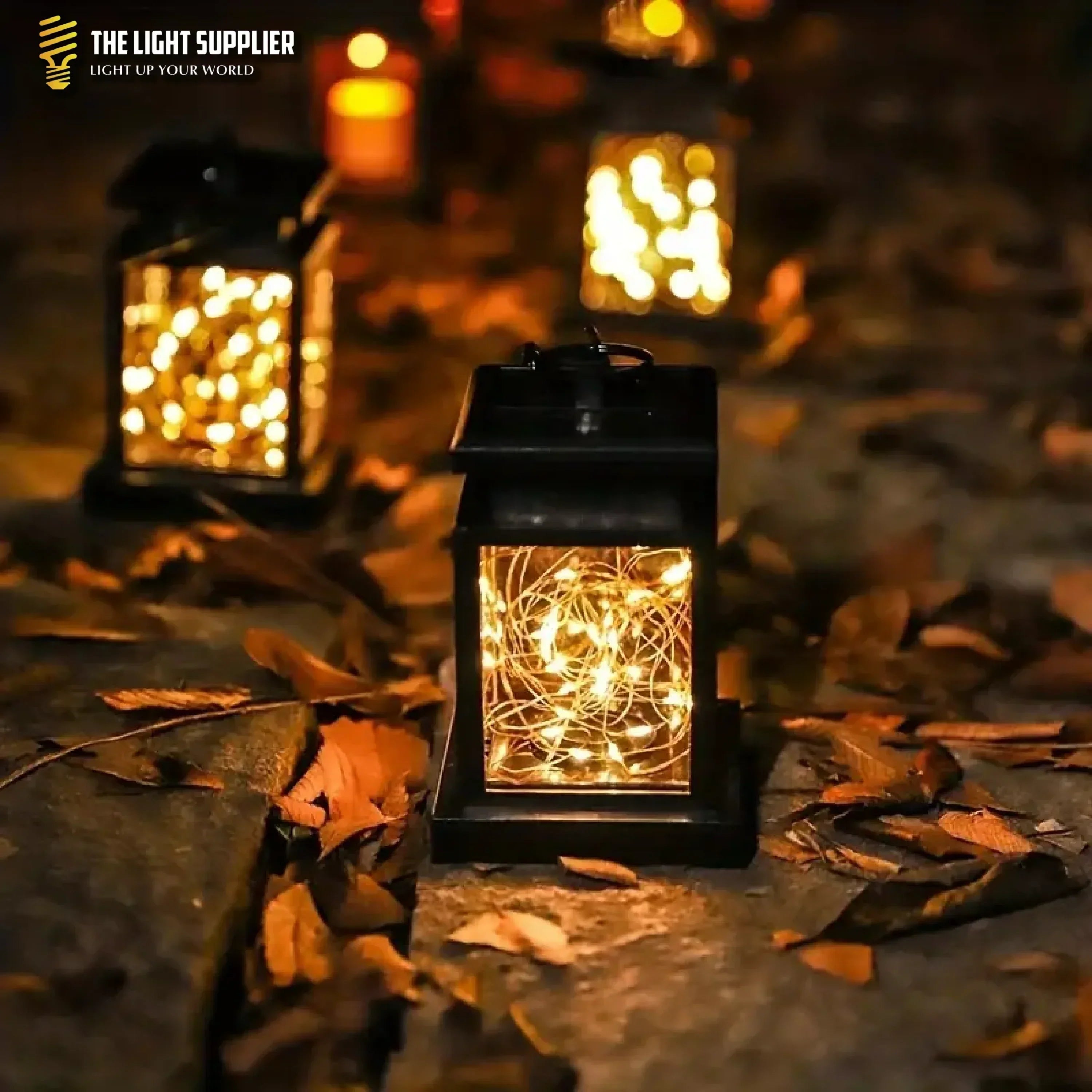 SOLARIFY Cube Solar Garden Lantern – Retro Outdoor LED Solar Light IP55 Waterproof Warm White Automatic