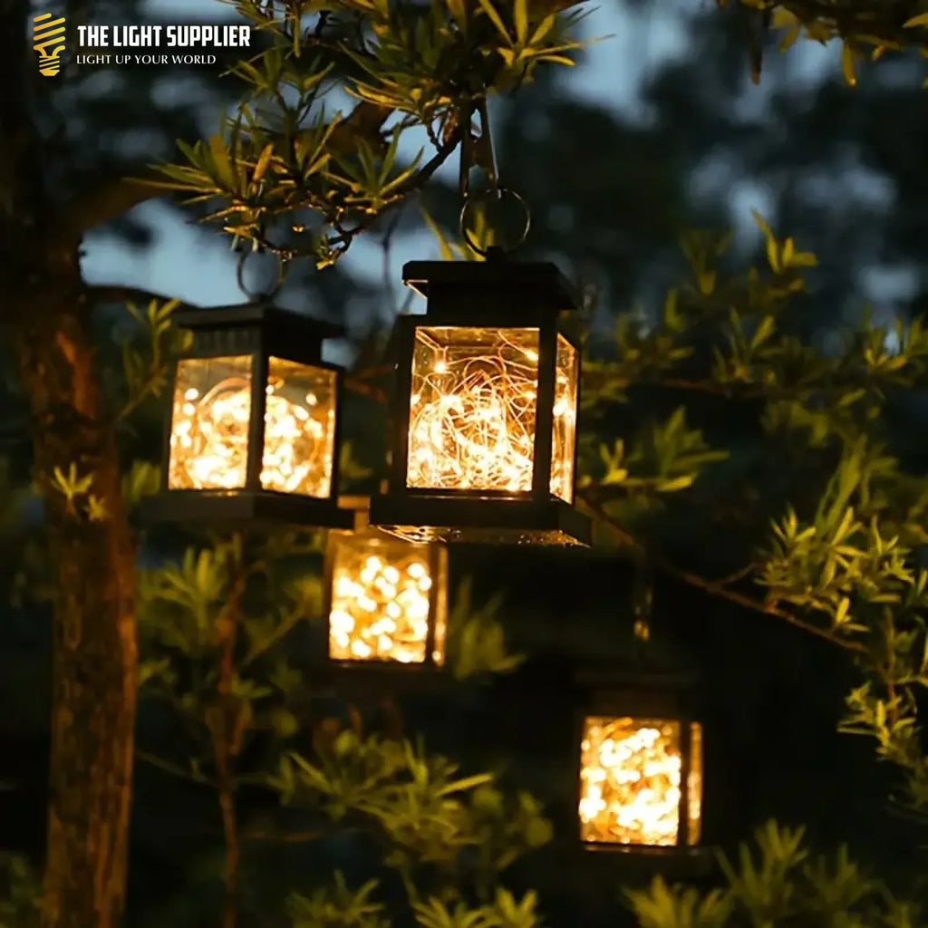 SOLARIFY Cube Solar Garden Lantern – Retro Outdoor LED Solar Light IP55 Waterproof Warm White Automatic