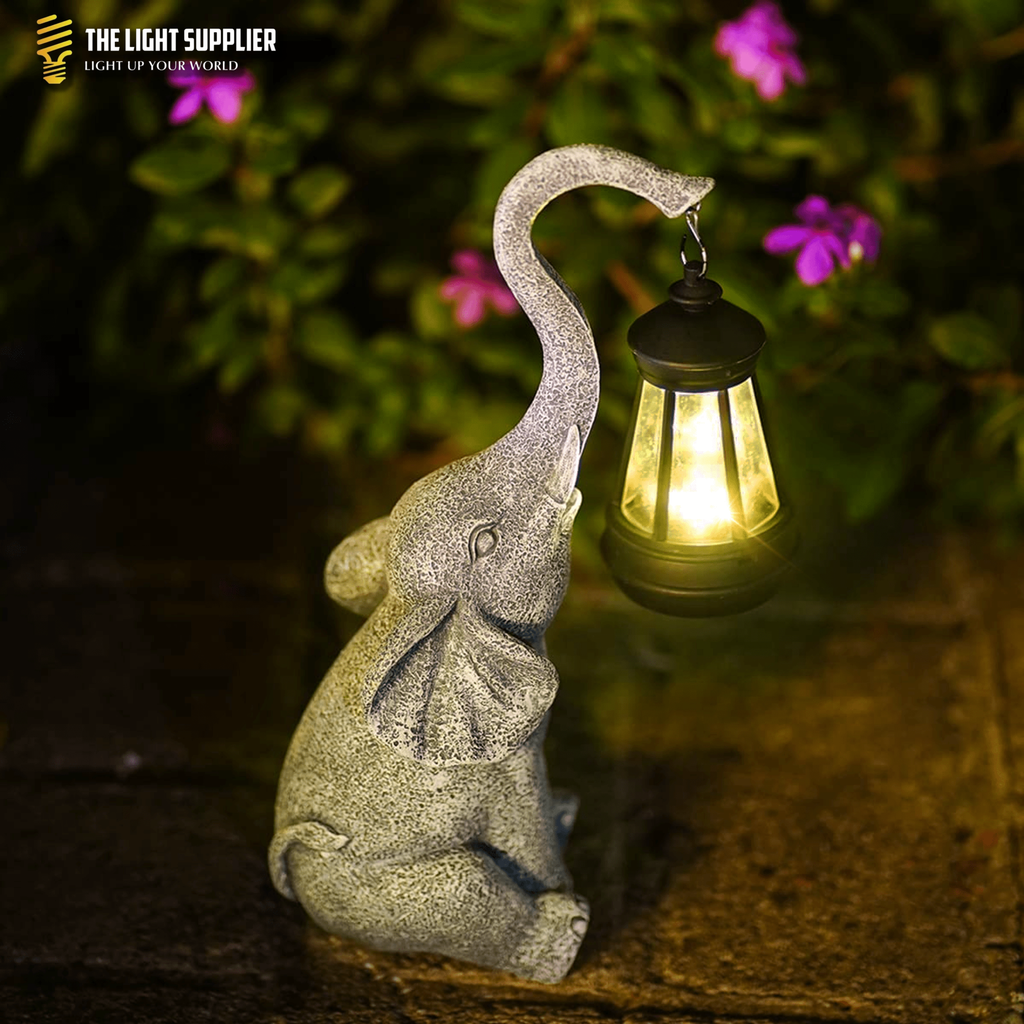 SOLARIFY Solar Elephant Garden Light – Decorative Resin Outdoor LED Landscape Statue Lamp Auto On/Off