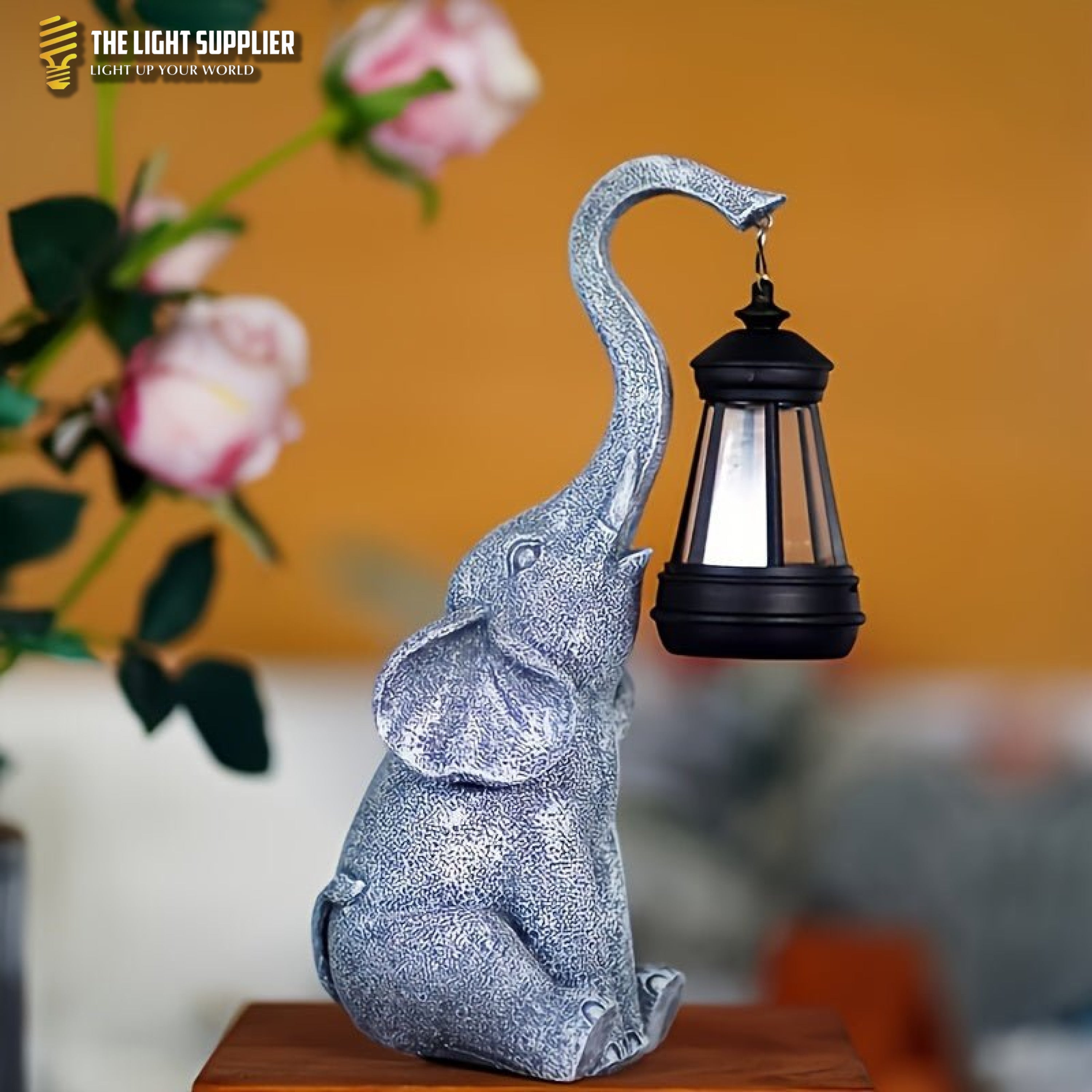 SOLARIFY Solar Elephant Garden Light – Decorative Resin Outdoor LED Landscape Statue Lamp Auto On/Off