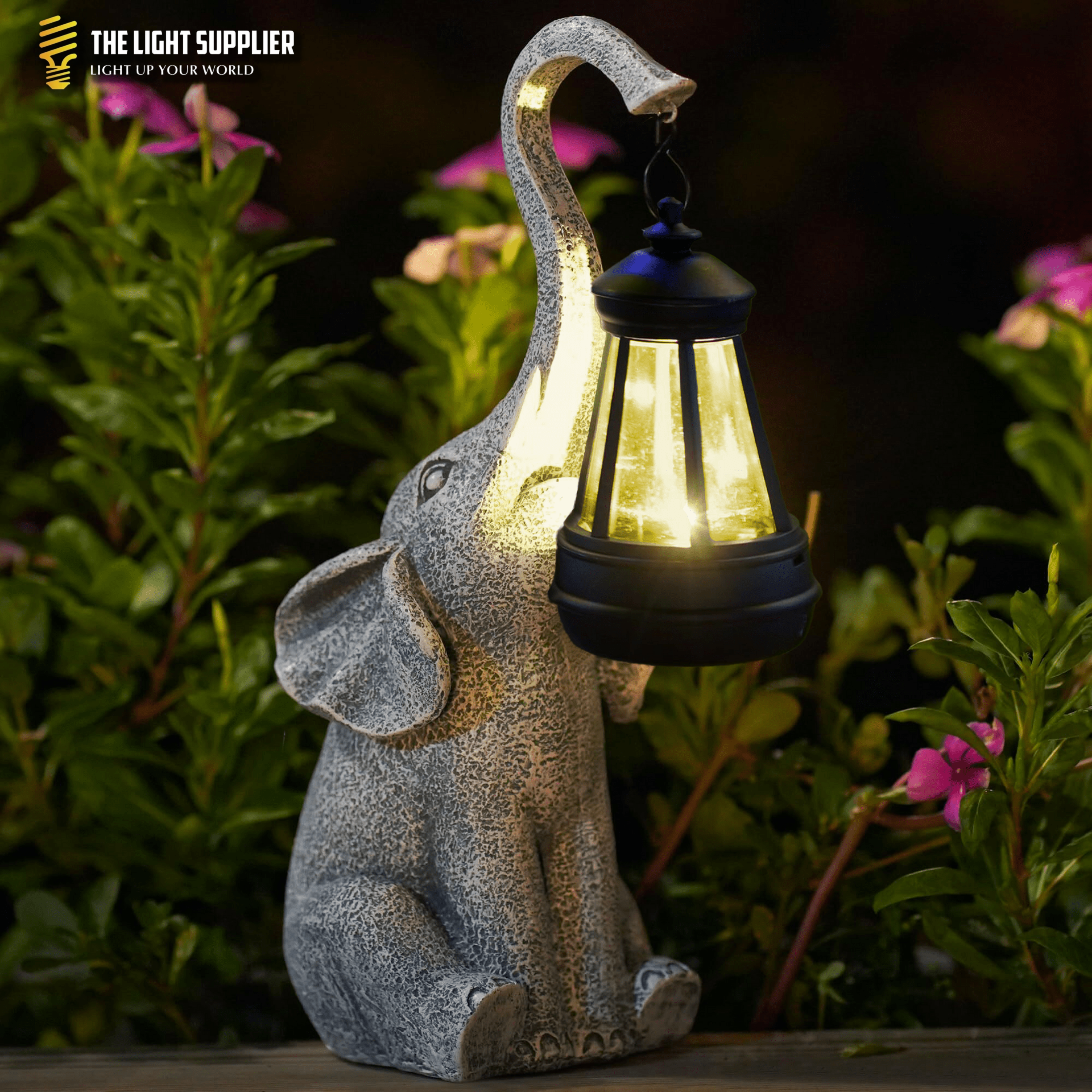 SOLARIFY Solar Elephant Garden Light – Decorative Resin Outdoor LED Landscape Statue Lamp Auto On/Off
