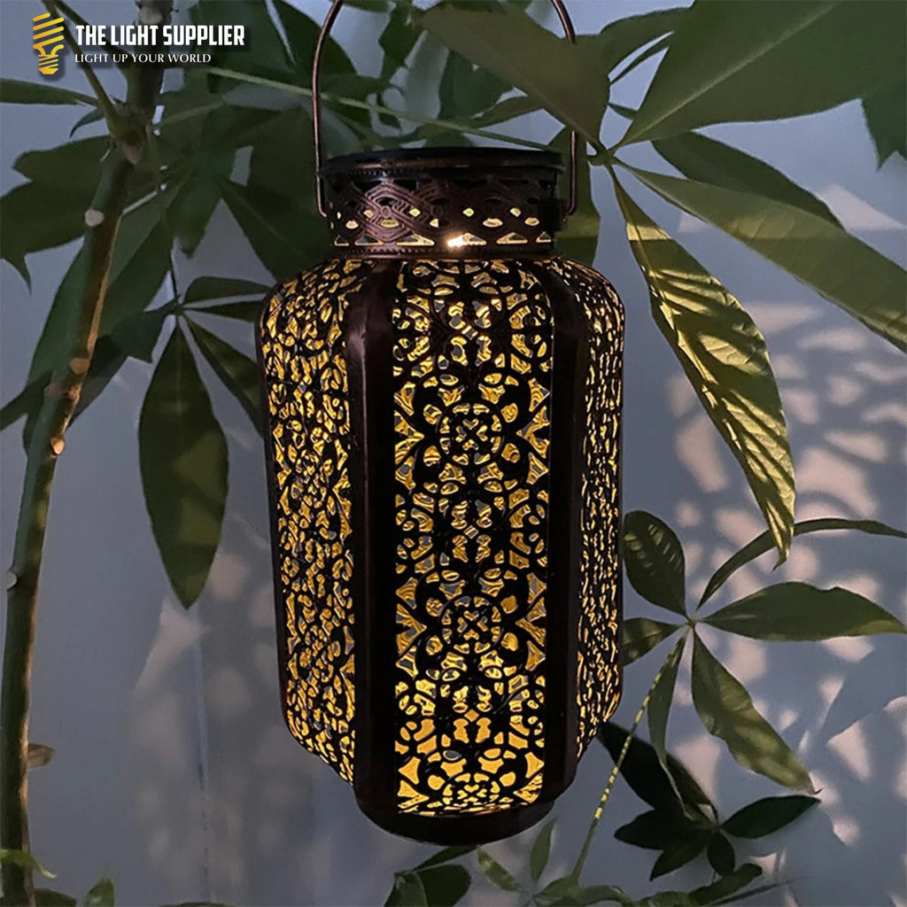 SOLARIFY Lunari Vintage Solar Garden Lantern – Hanging Outdoor Iron LED Light Retro Design Automatic Dusk to Dawn